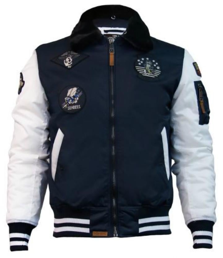 Бомбер Top Gun MA-1 Color Block With Fur and Patches S Navy/White (TGJ1649PNWS)