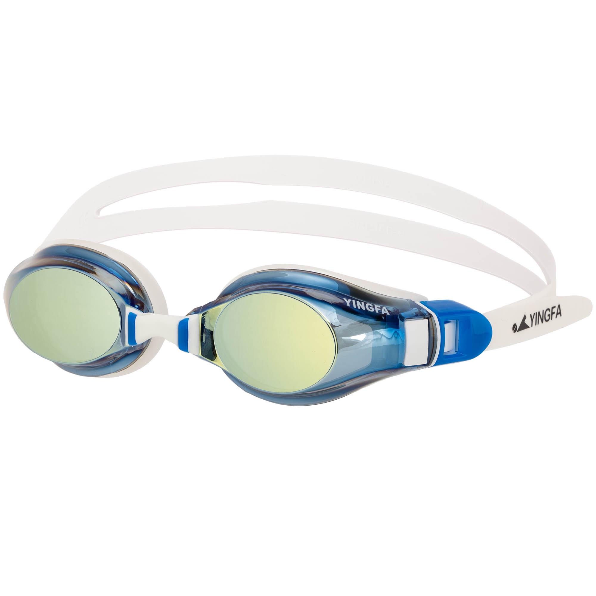 Очки для плавания взрослые YINGFA Y680AF-V радужные линзы Сине-белый (Y680AF-V_Синий-белый)