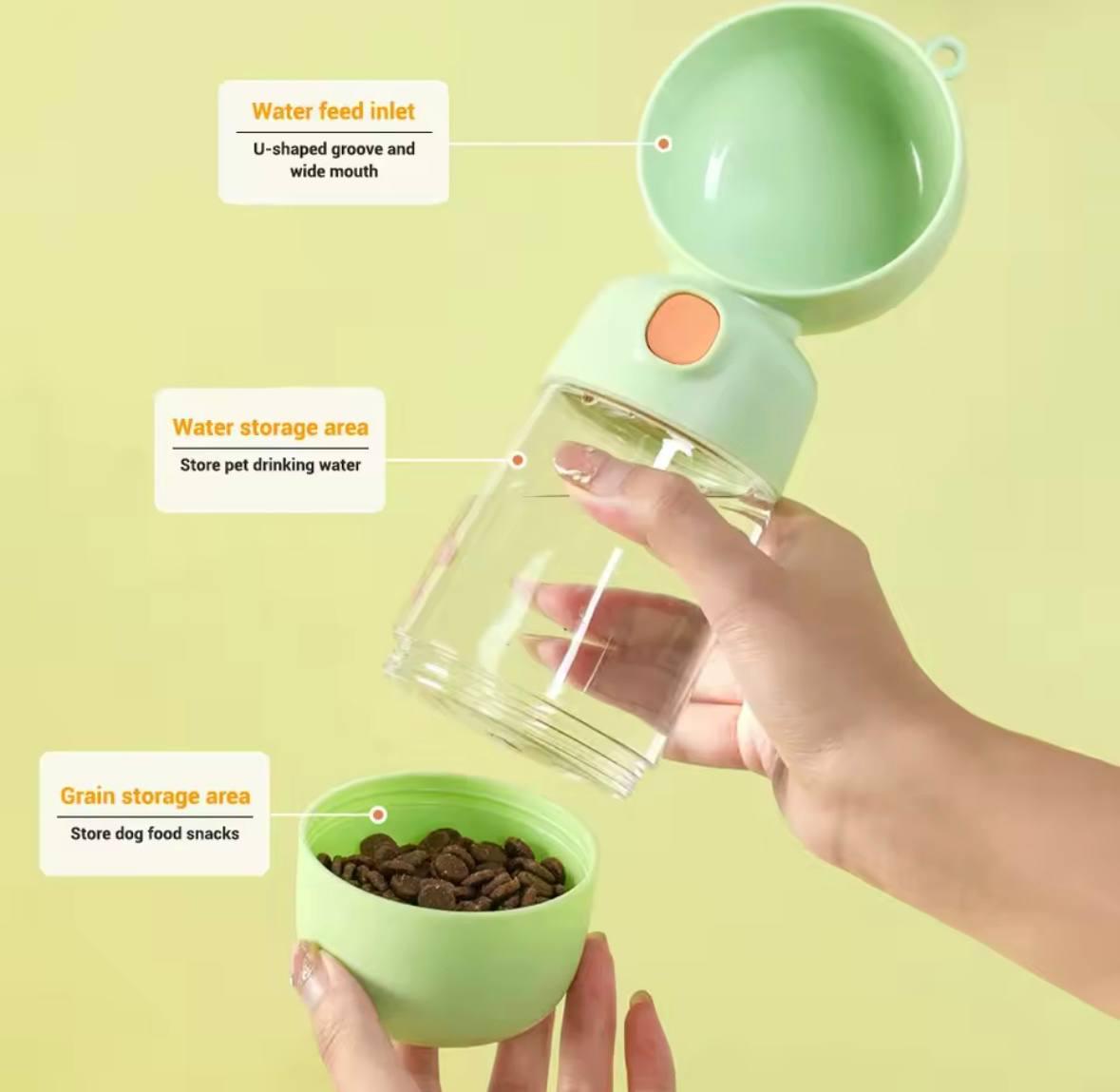 Бутылка-поилка дорожная для животных 2в1 для воды и корма Зеленый (5ee712b6) - фото 3 Бутылка-поилка дорожная для животных 2в1 для воды и корма Зеленый (5ee712b6) - фото 3