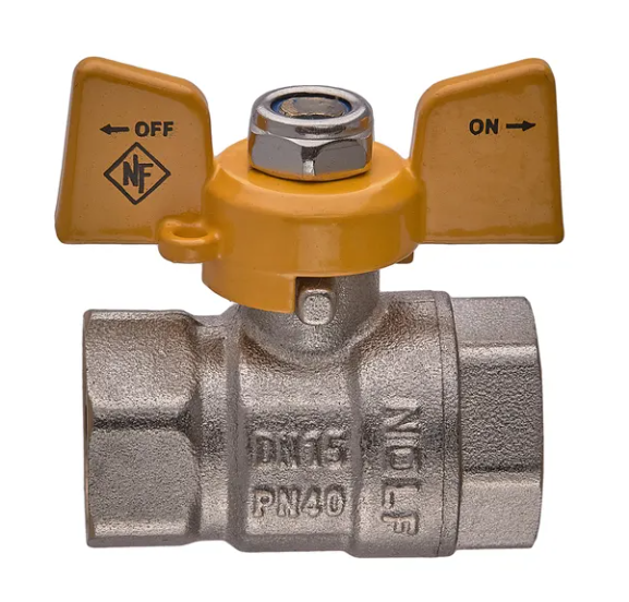 Кран кульовий Nolf Classic NFC.712-06-1/2" FF ГГМ В/В ручка метелик латунь Жовтий (OL-NF3134)