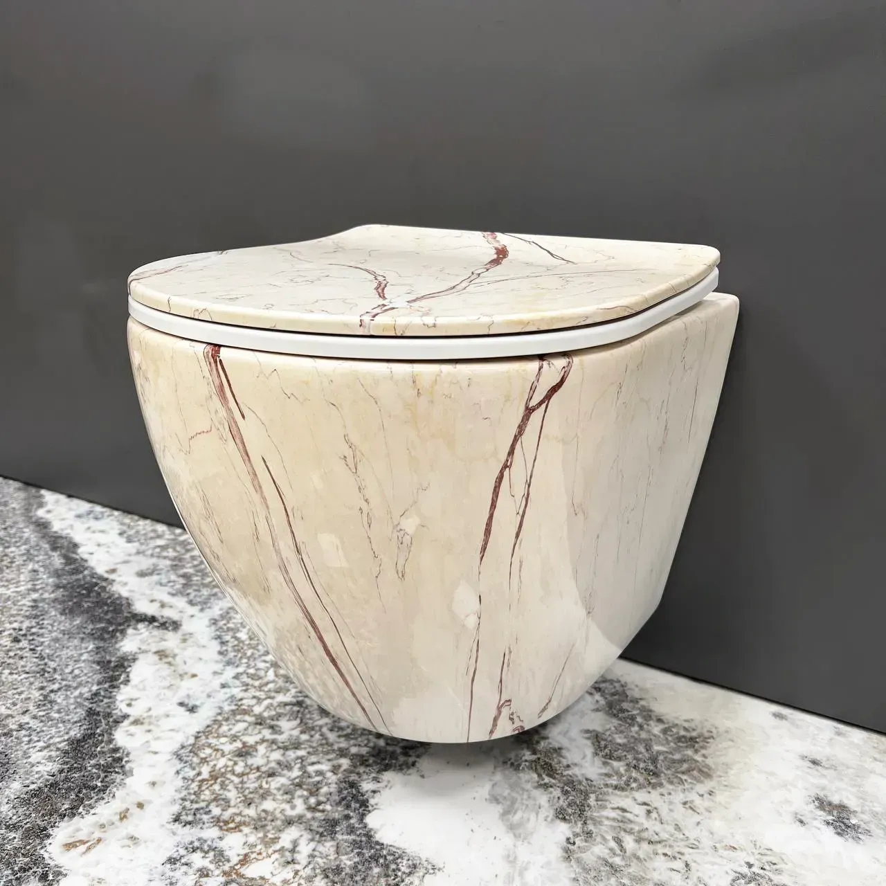 Унитаз подвесной VBI Vulcano безободочный 480x360 мм Мрамор (RM-VBI-020407)