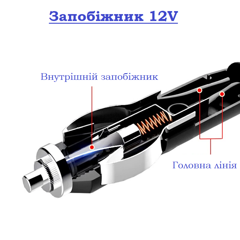 Насос портативний автомобільний 12 В 10 атм повітряний електричний для накачування шин (12357884) - фото 3