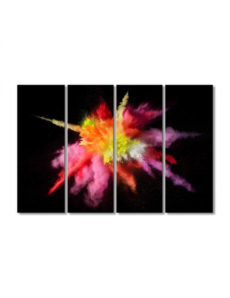 Картина модульная Праздник краски Холи розово-лимонный взрыв 4 модуля 70x105 см