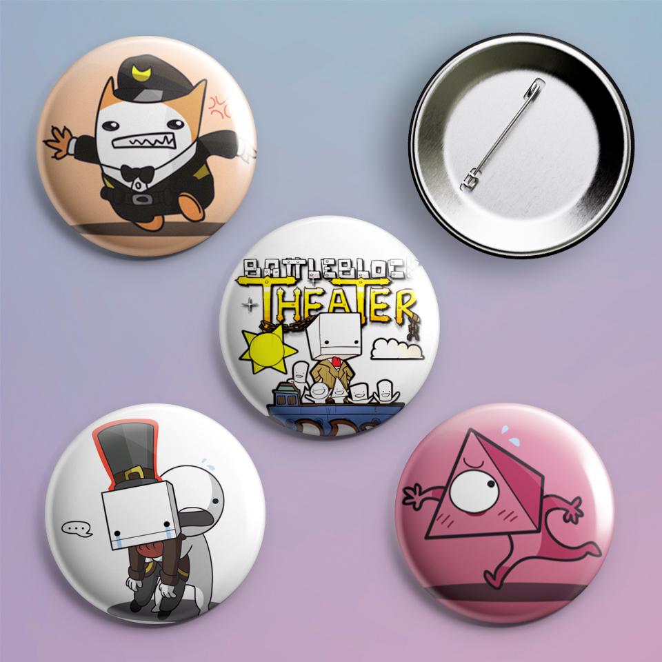 Значки на рюкзак с принтом игры BattleBlock Theater 4 шт.