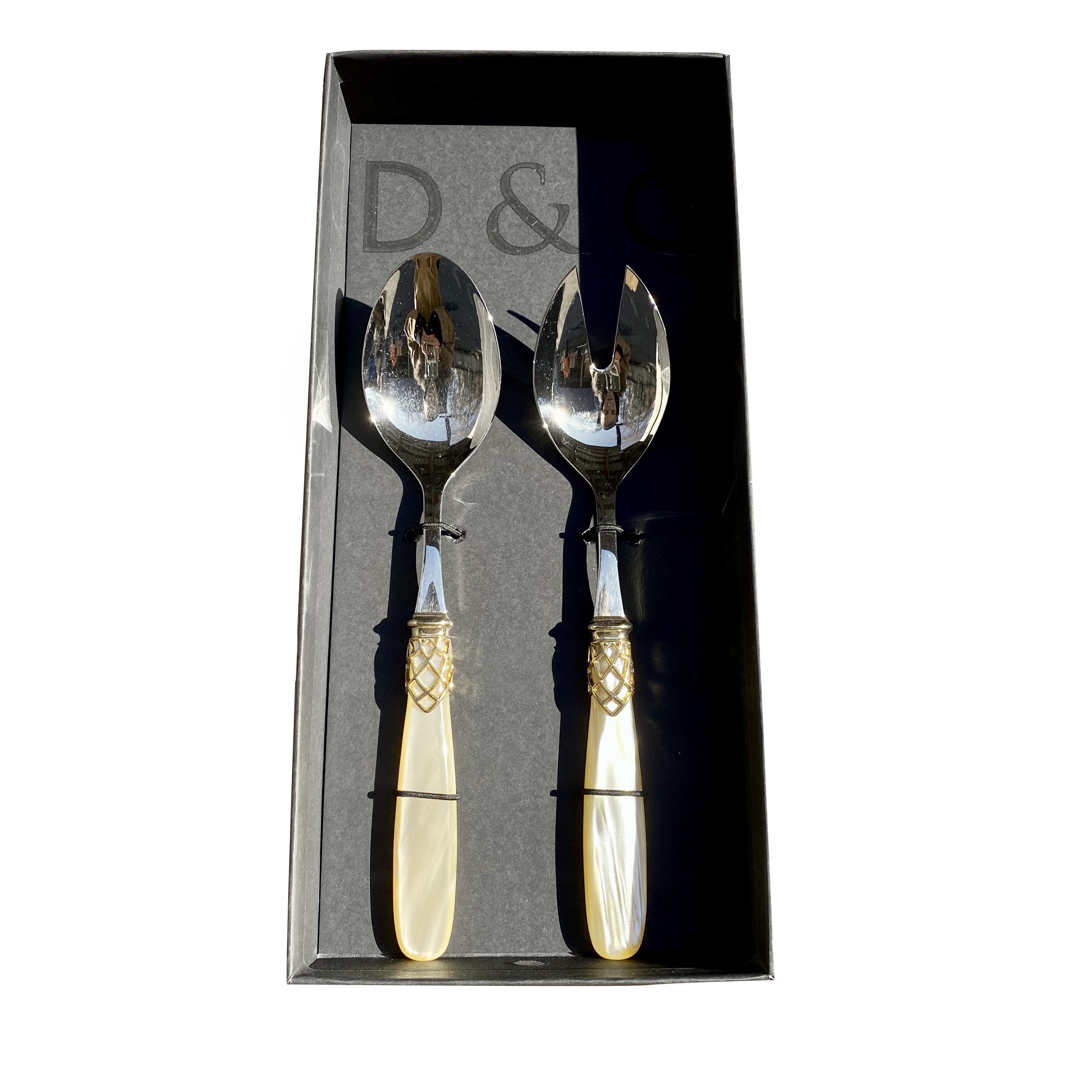 Набір ложок для салату Domus&Design France 2 шт. Champagne Gold/Steel Pearl (CD3FRCGS/CH)