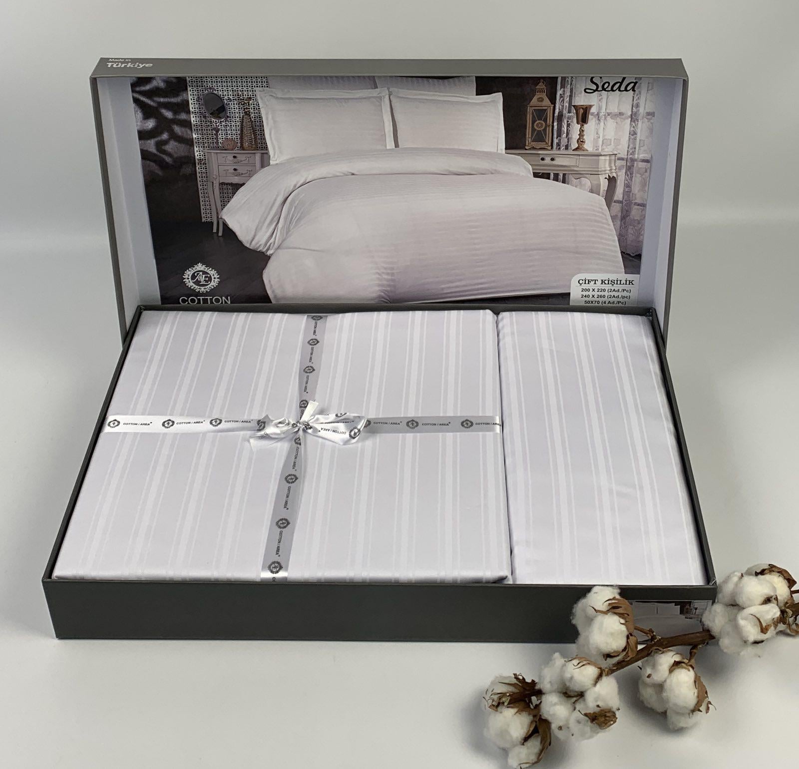 Комплект постільної білизни AE Seda сатин 200x220 см White (CN31415)