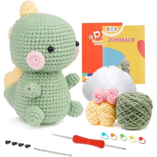 Набір для в'язання гачком Милий Динозаврик пряжа/гачки/відео-інструкції Зелений (32158916)