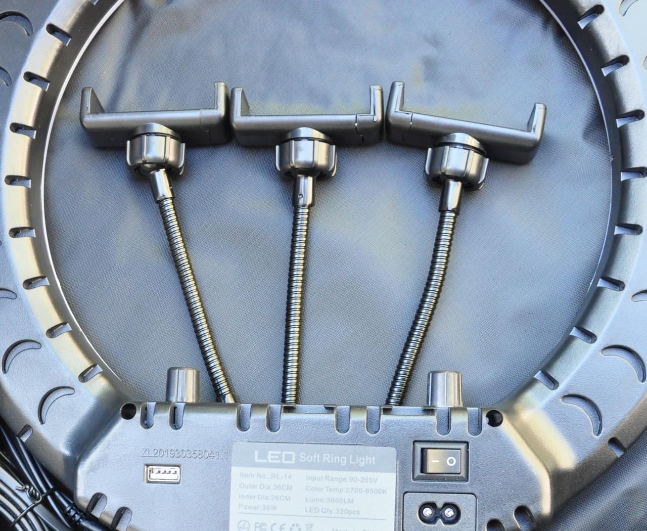 Лампа светодиодная кольцевая RL-14 с усиленным штативом 36 см 36 Вт (2472511830) - фото 4 Лампа светодиодная кольцевая RL-14 с усиленным штативом 36 см 36 Вт (2472511830) - фото 4