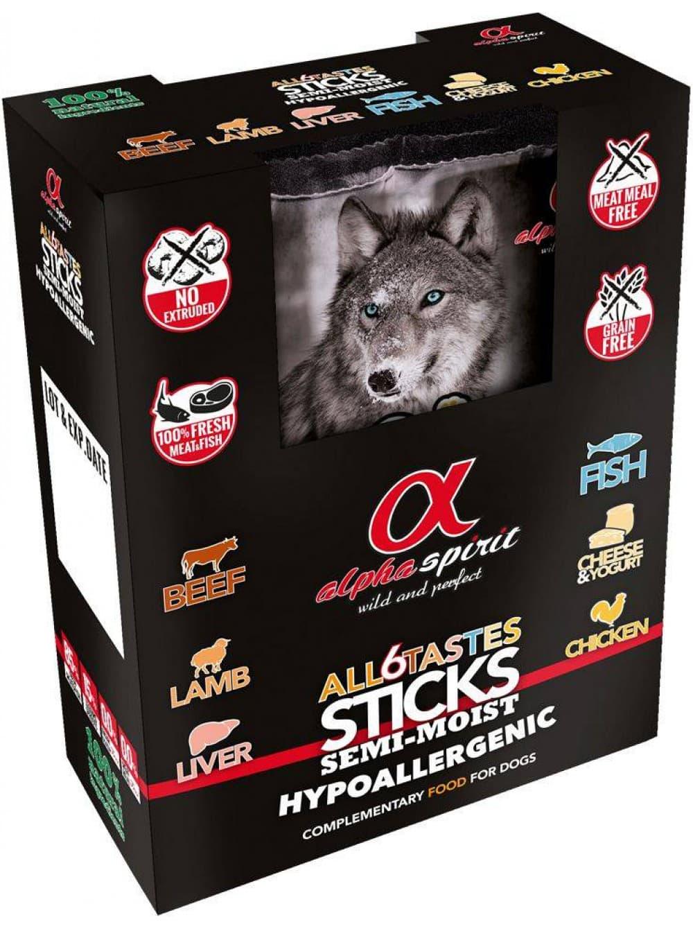 Лакомства для собак Alpha Spirit Dog Sticks ALL 6 Tastes in one шесть вкусов палочки 6х4 240 г