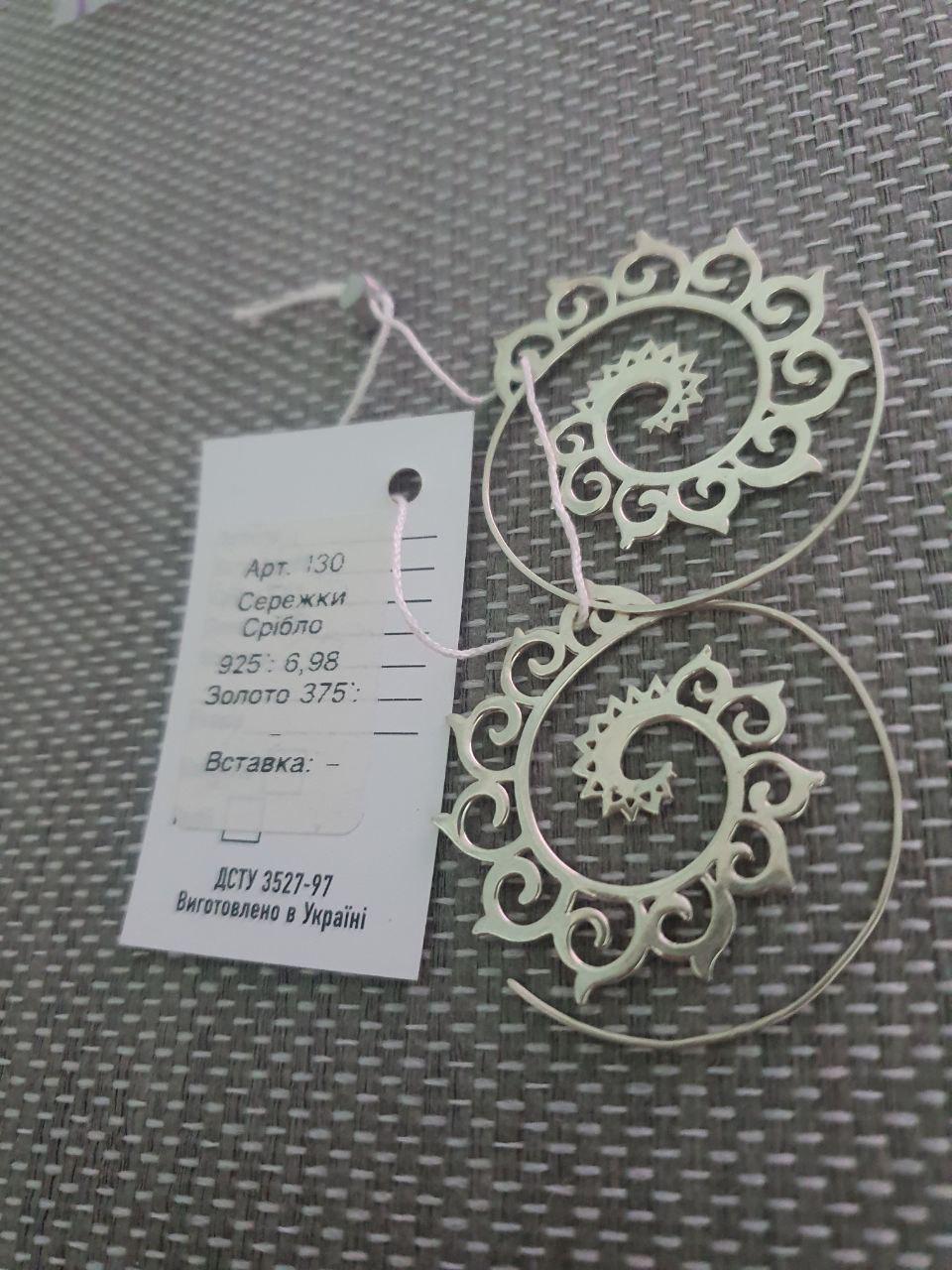 Серьги серебряные 925 проба Протяжки круглые мандала желаний (2423937916)