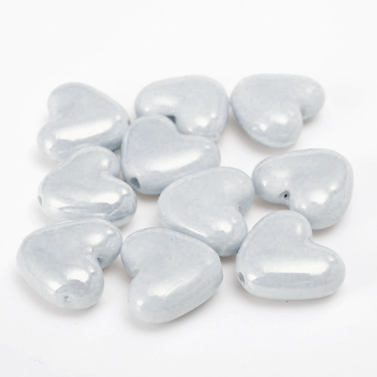 Бусины Сердце керамические вертикальное отверстие 15х13 мм 5 шт. Серый (КБ1513с12)