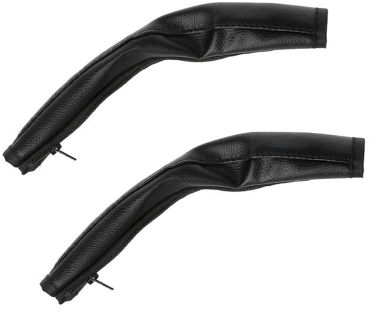 Чехлы на ручку коляски с экокожи защитные на ручку с кнопкой складывания 2 шт. Черный (4137)