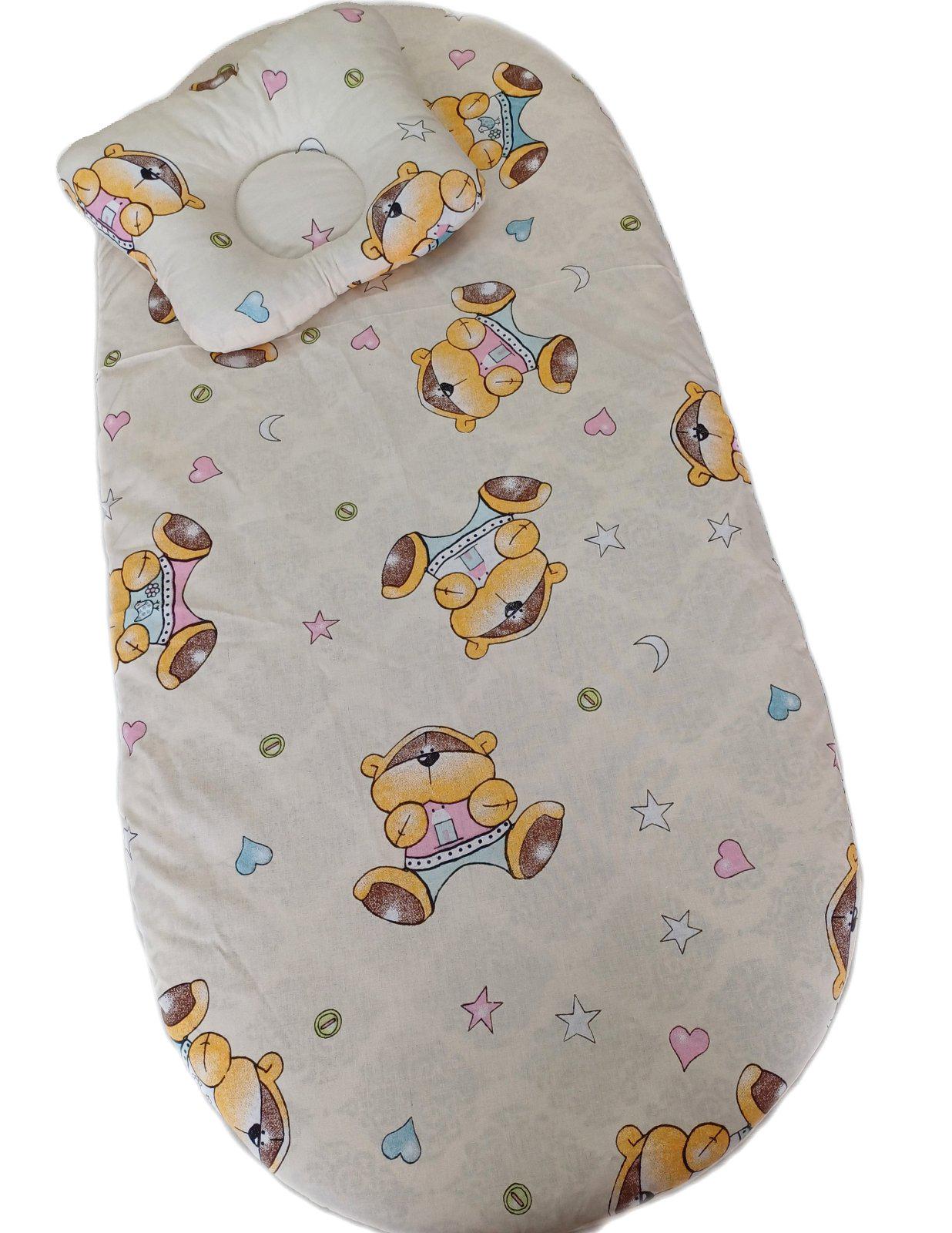 Комплект аксессуаров в детскую коляску матрас/простынь на резинке/подушечка (КМ025053/2)