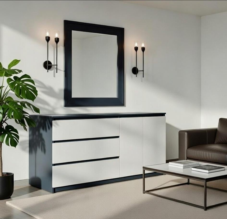 Комод сучасний Майстер Форм Брайт 1580х376х730 мм Антрацит/Білий (20221)