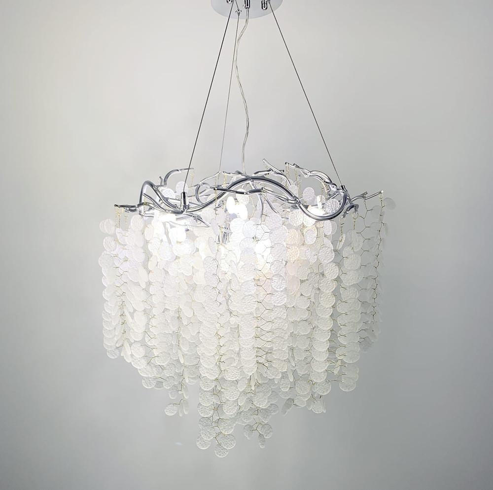 Люстра подвесная с имитацией флористических мотивов Серебряный (MD 9086 CH)