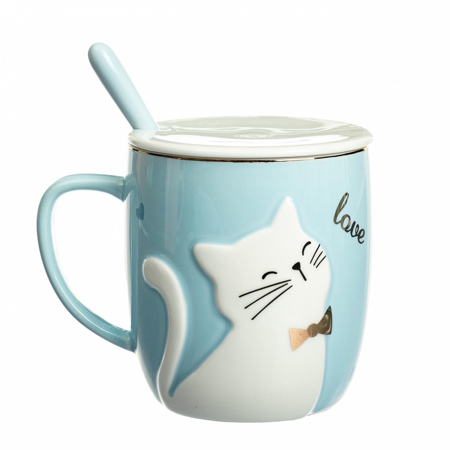 Чашка керамическая Elisey Мяу 400 мл Голубой (8515-007)