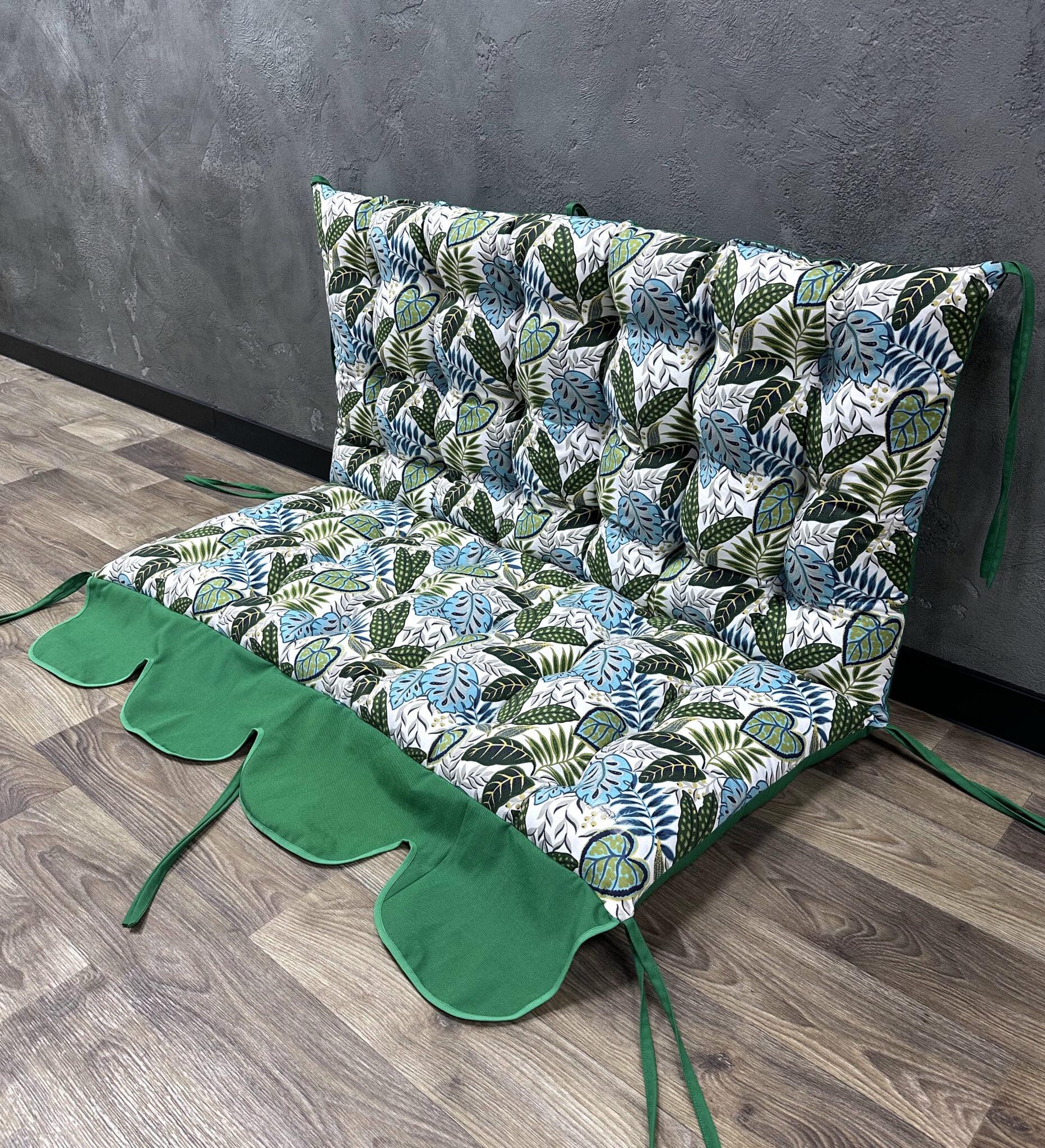 Подушка Сomfort Home Monstera на поддоны/качели/каркасы/садовую мебель с рюшей 150х50х50 см