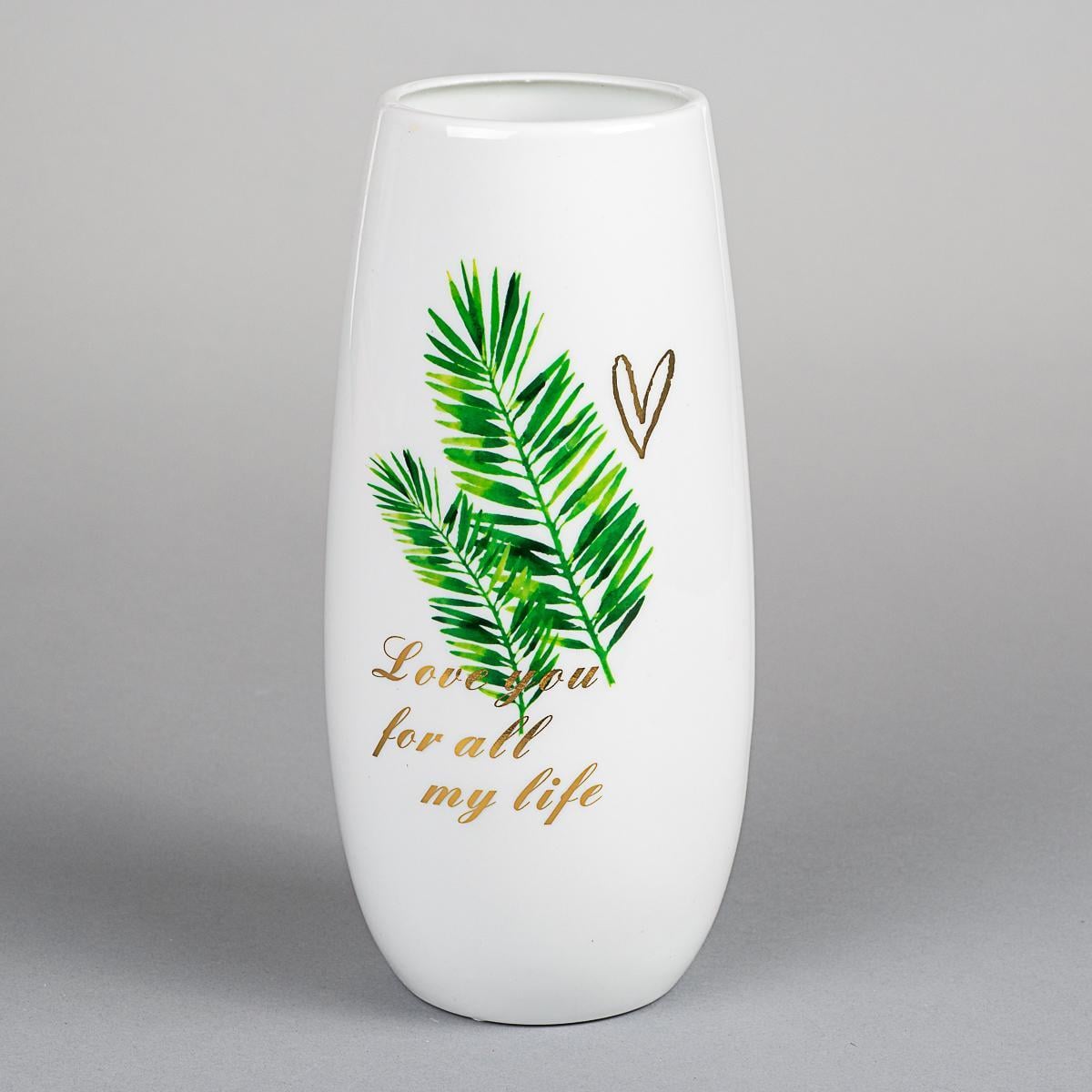 Настольная керамическая ваза Light House Ветка 25 см Белый/Зеленый