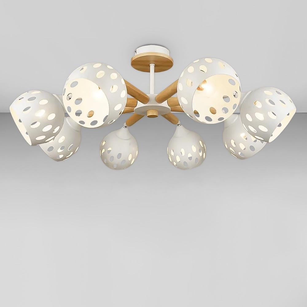 Потолочная люстра Light House SR-18520/8 WT 730х290 мм с деревянными вставками Белый