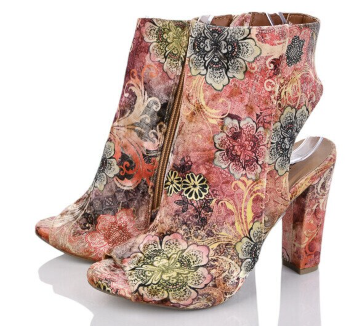 Туфли Bamboo 34001 Цветы р. 35 Коричневый