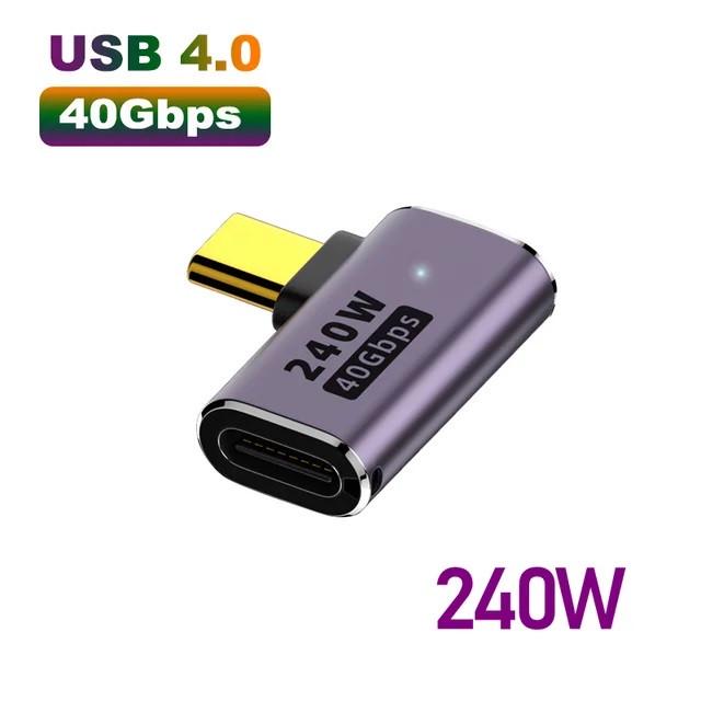 Перехідник кутовий плоский OTG USB Type-C M/F LED USB 4.0 40Gbps 240W 8K Metal Type-3 - фото 2