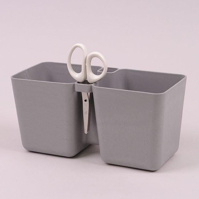 Горшок пластмассовый для зелени Flora Twins Cube с ножницами 24,5 см Бетон (92181)