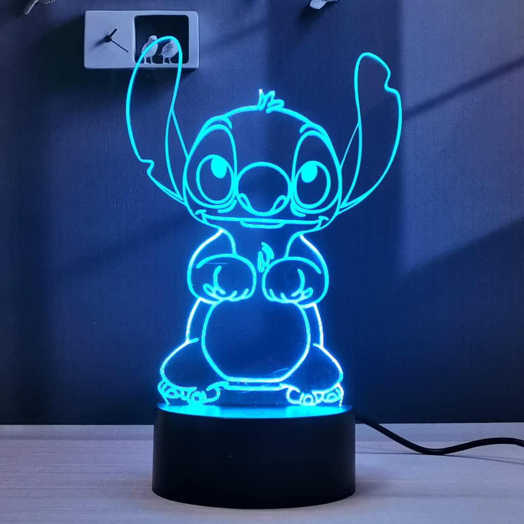 Ночник 3D LED Стич с 2 сменными панелями/пультом/питанием USB/батарейки (11/1090)