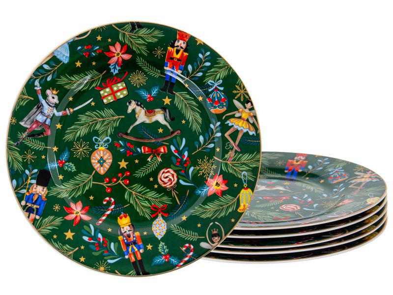 Набор тарелок десертных фарфоровых Lefard Green Christmas новогодние круглые 19 см 6 шт. Зеленый (169-135-922-071) Набор тарелок десертных фарфоровых Lefard Green Christmas новогодние круглые 19 см 6 шт. Зеленый (169-135-922-071)