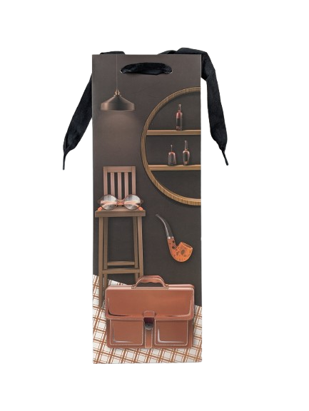 Пакет подарунковий паперовий під пляшку Stenson Style 3D R95562 36x13x8 cм Orange (27457249)