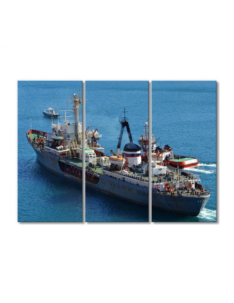 Картина модульная Судно 3 модуля 50x75 см