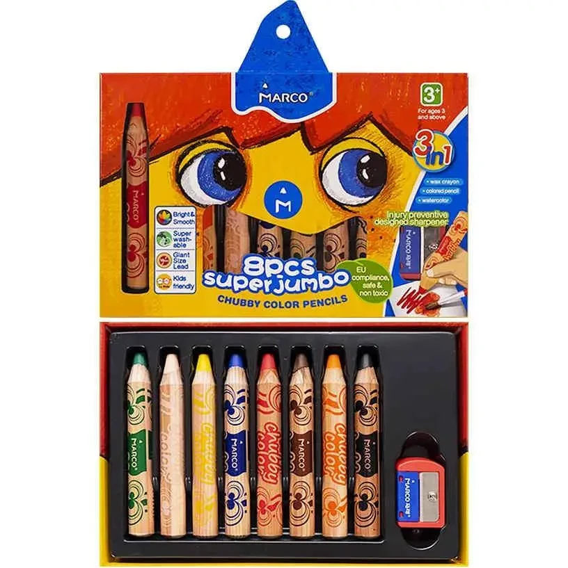 Карандаши акварельные Marco Super Jumbo 8 цветов