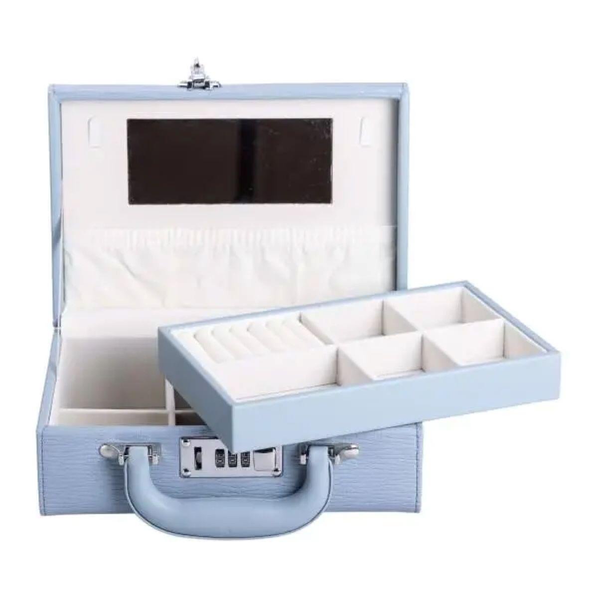 Шкатулка для украшений из эко кожи с кодовым замком для ювелирных изделий 2 яруса (6697) Шкатулка для украшений из эко кожи с кодовым замком для ювелирных изделий 2 яруса (6697)