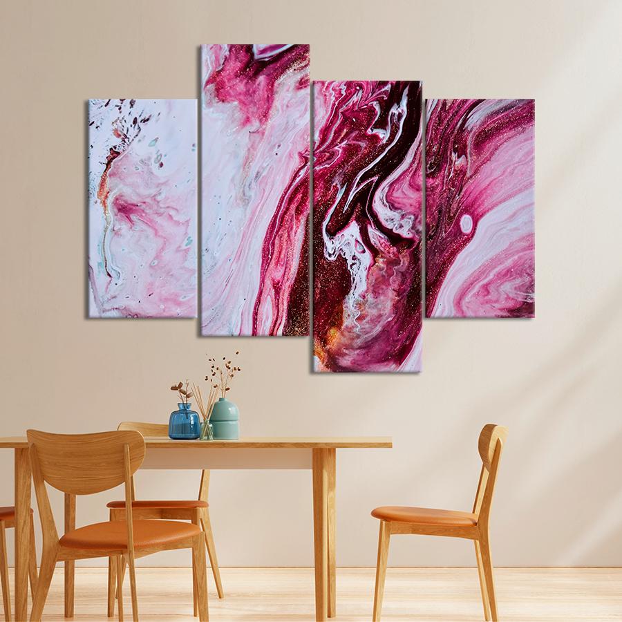 Картина абстракция Белый мрамор с розовыми разводами 149x106 см (A903-4)