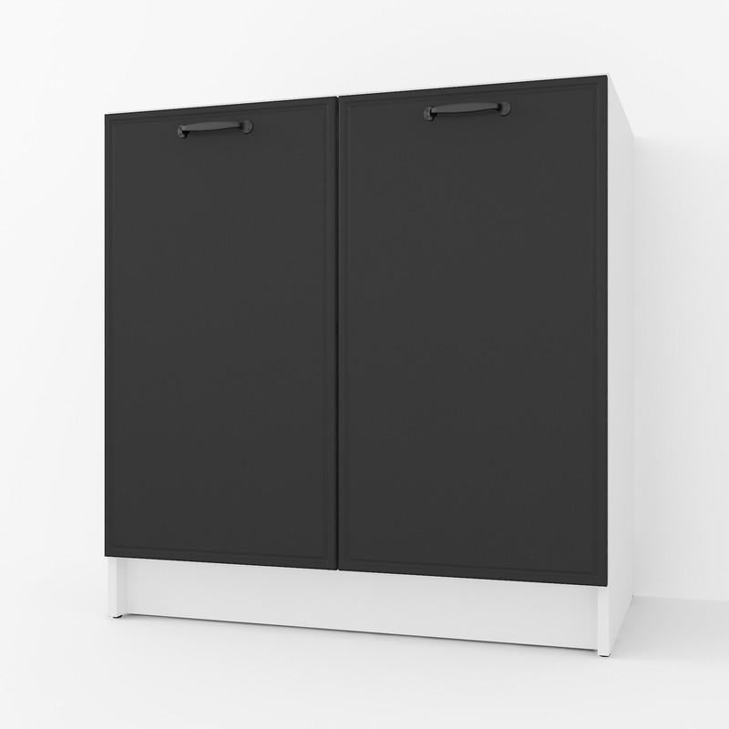 Тумба МДФ без столешницы низ 800 мм Белый/Черный (K-66)