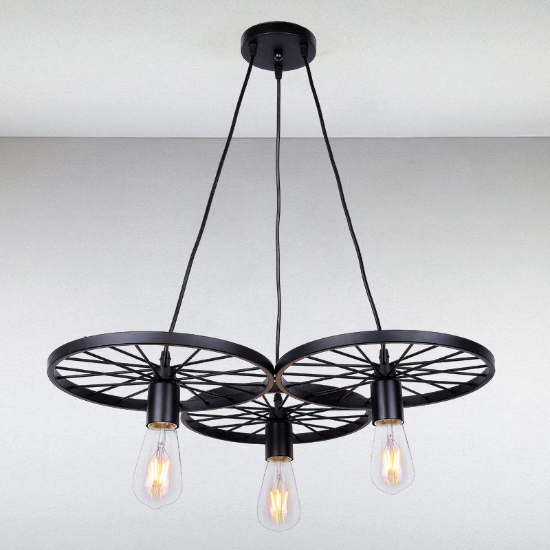 Люстра подвесная колесо Light House LS-14602-3 BK на три лампы Черный