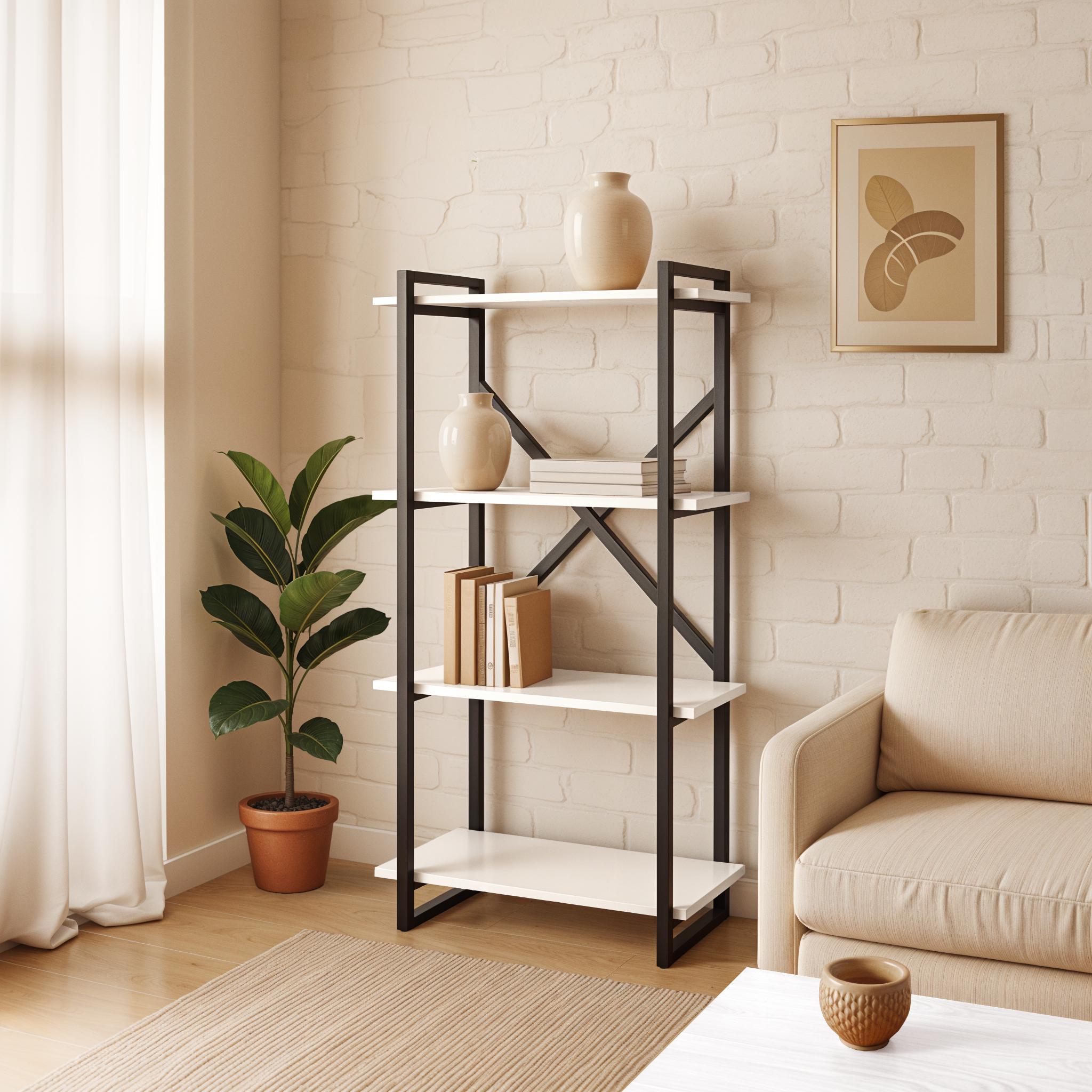 Стеллаж в стиле лофт на 4 полки Ant-2 700х300х1400 мм Белый Стеллаж в стиле лофт на 4 полки Ant-2 700х300х1400 мм Белый