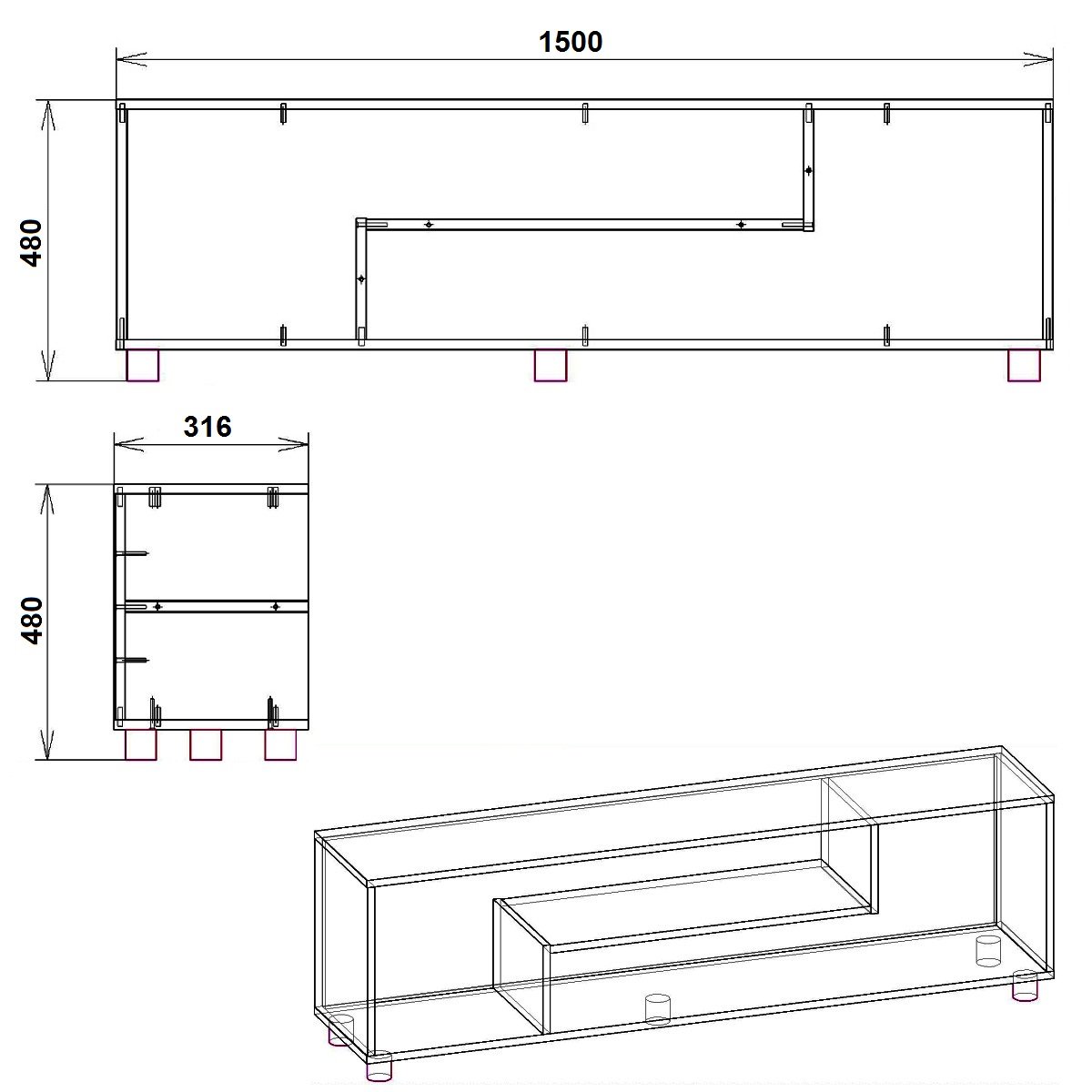 Тумба для телевизора Компанит МГ-4 ТВ-2 Дуб сонома - фото 2