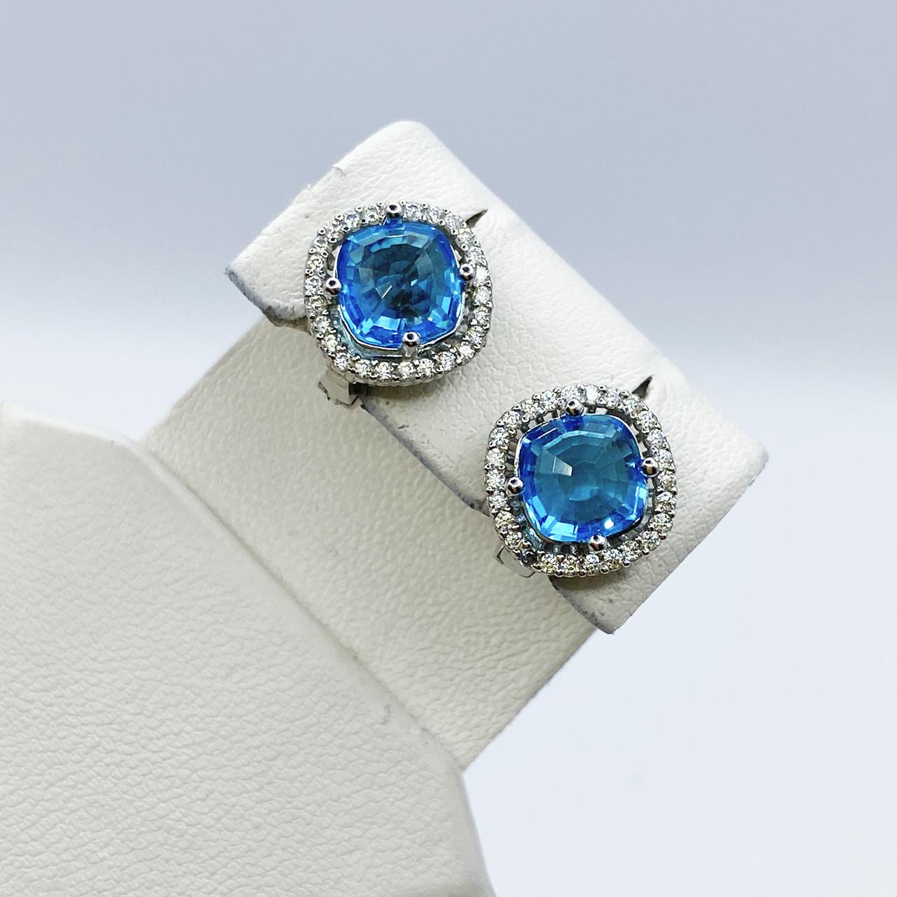 Серьги серебряные с аквамариновым кварцем 3,64 г (2197996949)
