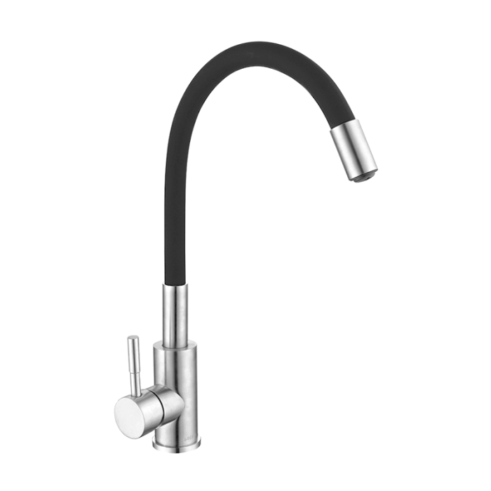 Смеситель для кухни Wezer EKO4X-01B с гибким изливом Черный