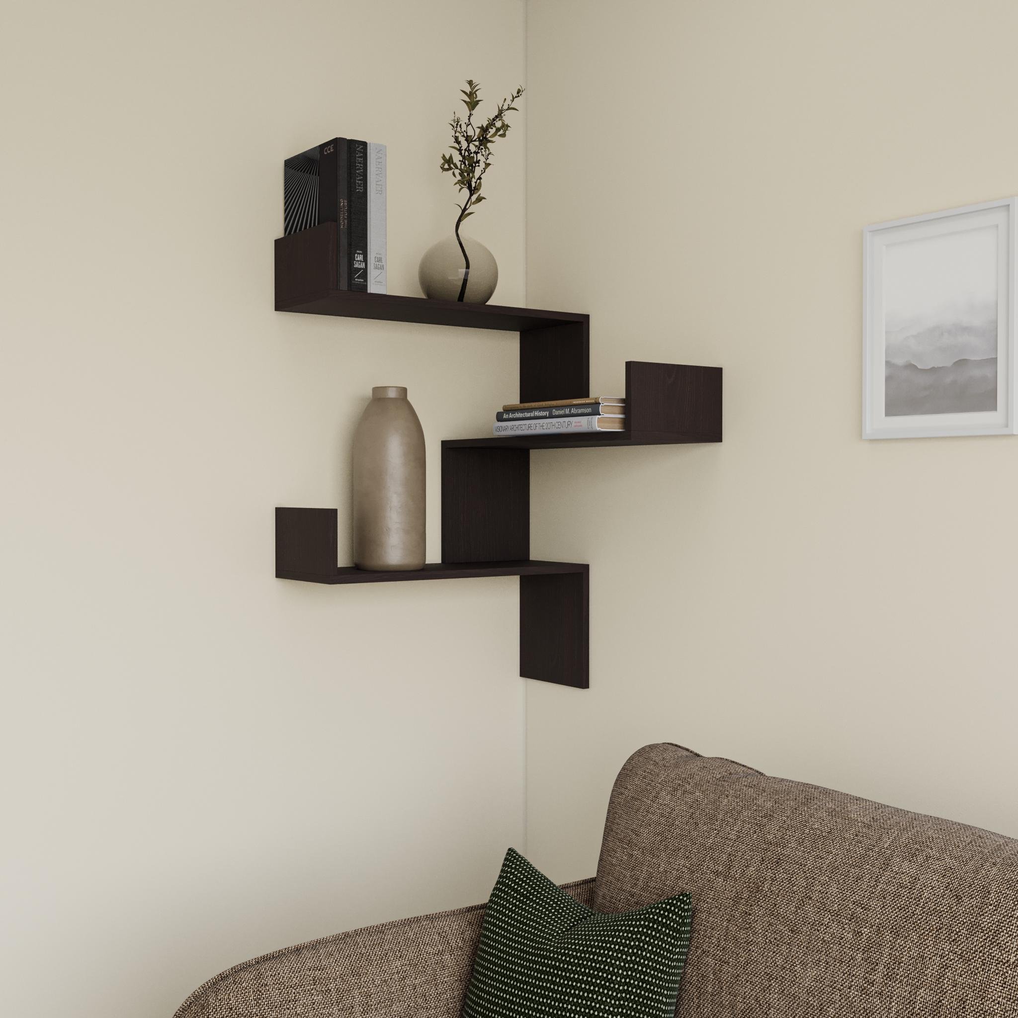 Полка угловая настенная для книг угловая фигурная 60х60 см Венге (NP-10)