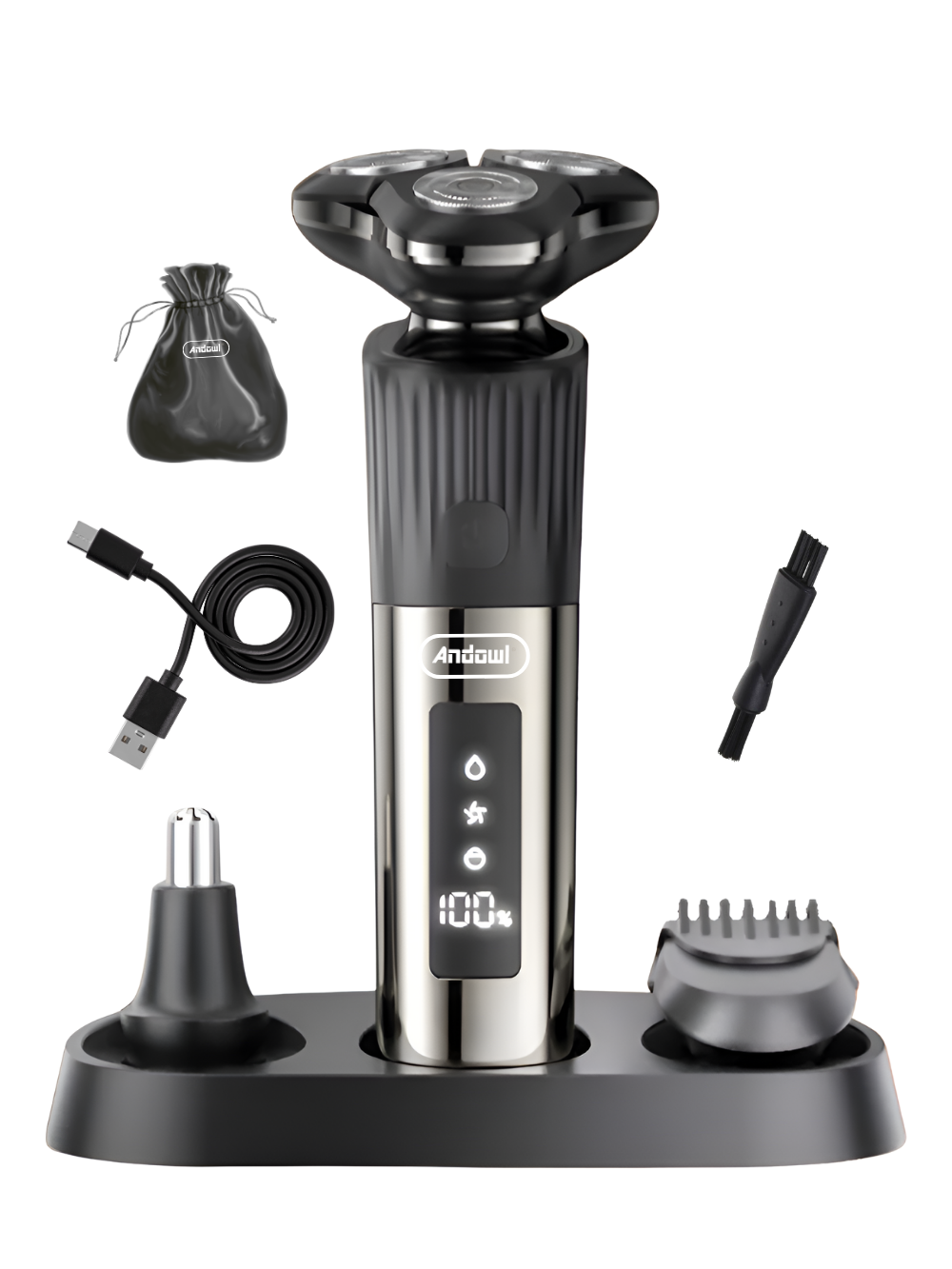 Тример для обличчя/носа/вух Andowl Q-SH801X1 з плаваючими лезами 3в1 Black (Q-SH801) - фото 1 Тример для обличчя/носа/вух Andowl Q-SH801X1 з плаваючими лезами 3в1 Black (Q-SH801) - фото 1