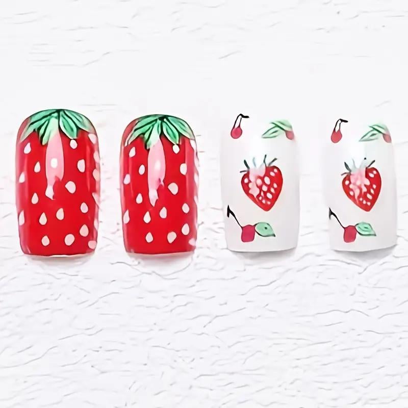 Накладні нігті Полуничка квадрат з клейовими пластинами 24 шт. Різнокольоровий (2689612506) - фото 5 Накладні нігті Полуничка квадрат з клейовими пластинами 24 шт. Різнокольоровий (2689612506) - фото 5