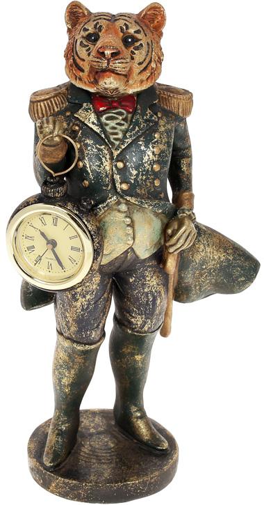 Фигурка декоративная Тигр с Часами 26,6 см полистоун Зеленый/Золото (BD-419-249)