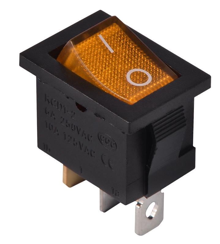 Переключатель клавишный АСКО-УКРЕМ KCD1-2-101N YL/B 220V 1 клавиша с подсветкой Желтый (A0140040055)