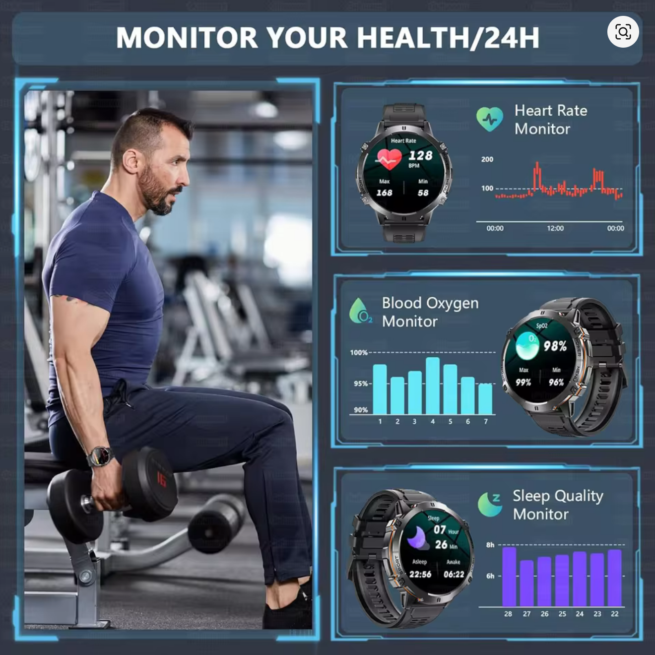 Смарт-годинник Glory Tank X3 Special Edition Black - фото 9