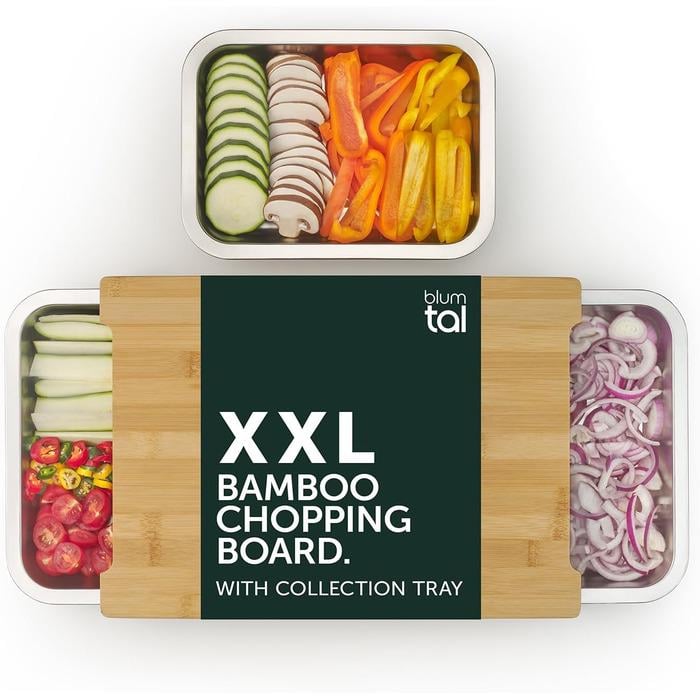 Доска разделочная бамбуковая Blumtal 40x28,5 см с 3 лотками для сбора из нержавеющей стали (2676962) Доска разделочная бамбуковая Blumtal 40x28,5 см с 3 лотками для сбора из нержавеющей стали (2676962)