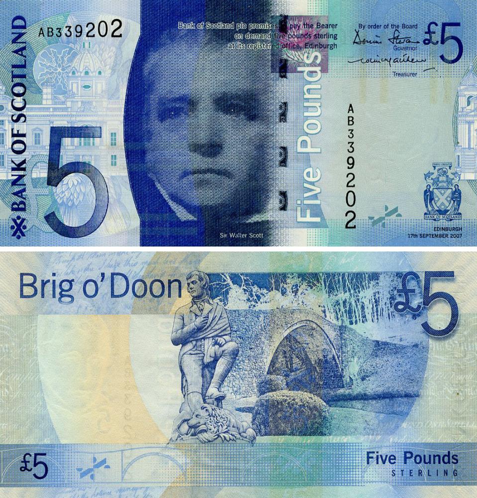 Банкнота колекційна Шотландія 5 фунтів 2007 AU-UNC (P124a)