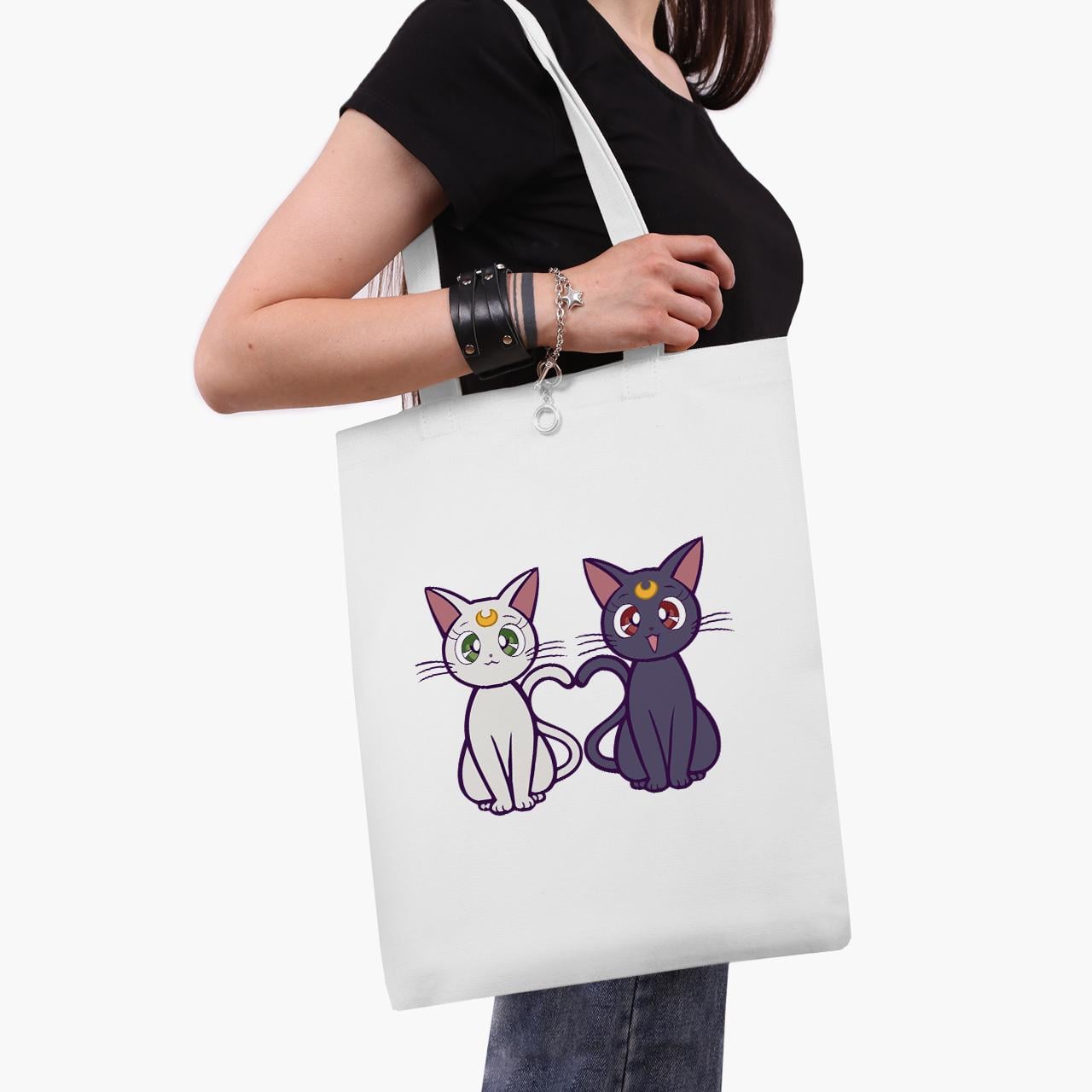 Эко сумка шоппер anime Sailor Moon Cats 41x35 см Белый (9227-2849-WT1)
