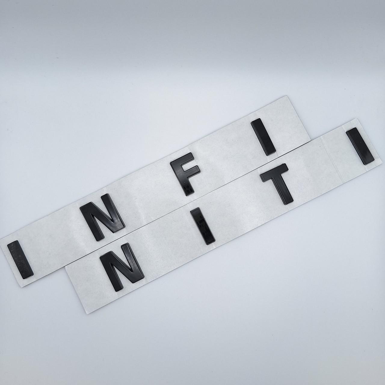 Эмблема надпись Infiniti 45,5х2,7 см металл Черный глянцевый (1932050159)