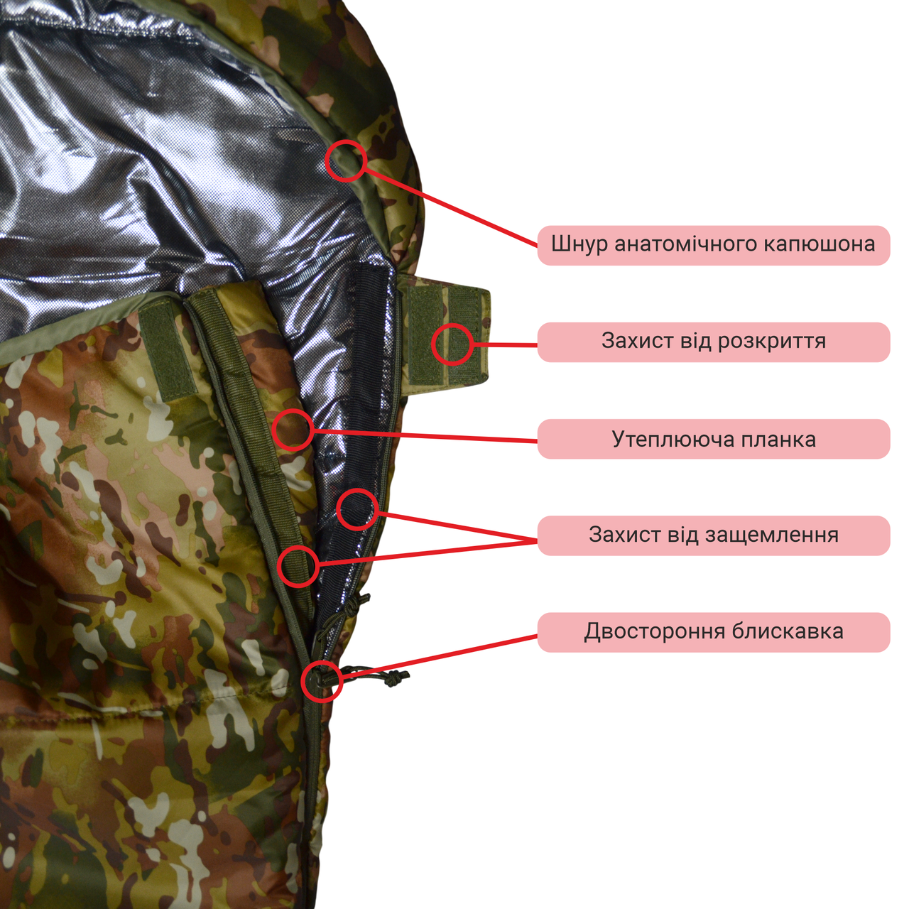 Спальный мешок-одеяло Derby CMK 240-90-L до -25°C левый Камуфляж (2807722088) - фото 7